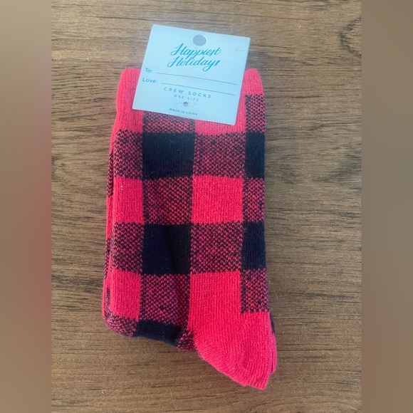 Loft Red and Black Plaid Socks - Picture 3 of 4